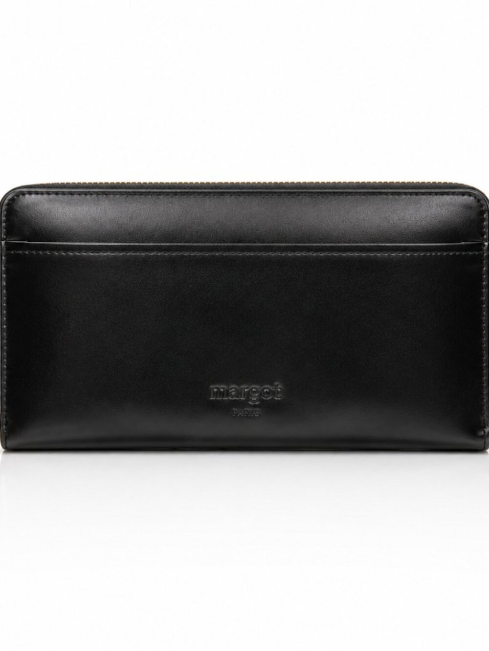 MARGOT NY Black Leather Gabby Zip-Around Large Wallet